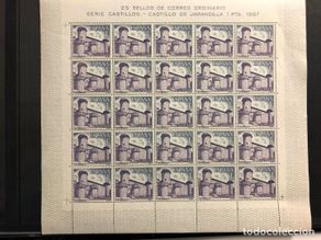 Selos: PLIEGO AÑO 1967, NUEVO, 25 SELLOS DE 1 PESETA, CASTILLO DE JARANDILLA DE LA VERA, CACERES